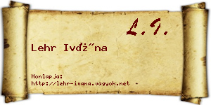 Lehr Ivána névjegykártya